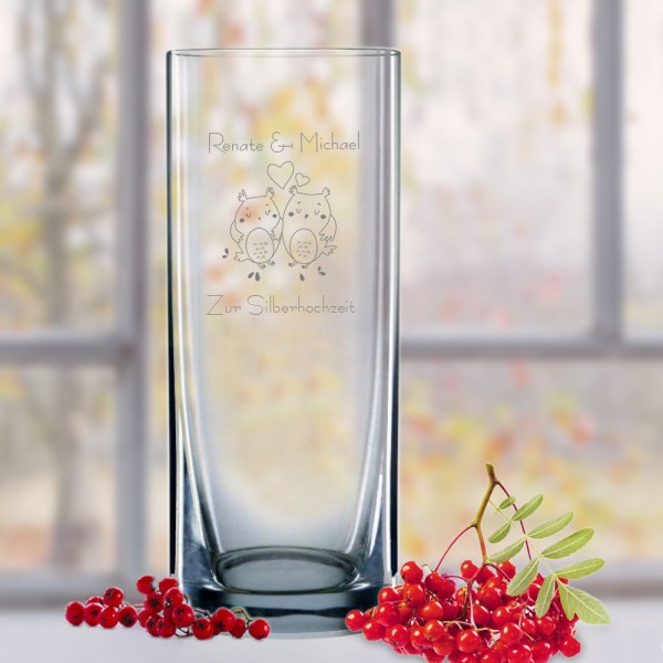 Vase Silberhochzeit gravieren lassen