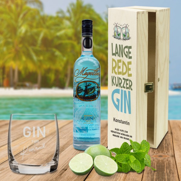 Individuelles GIN Geschenk-Set - Lange Rede - mit Namen bedruckt