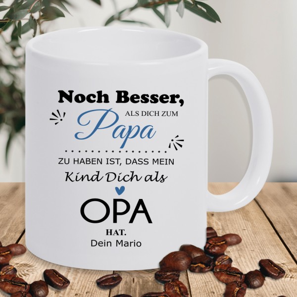 Personalisierte Keramik-Tasse für Papa und Opa "Noch besser als"