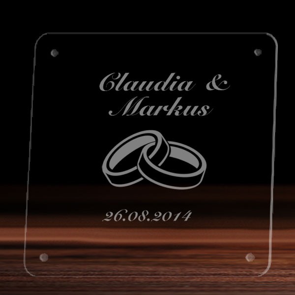 Untersetzer Hochzeit Ringe und Namen