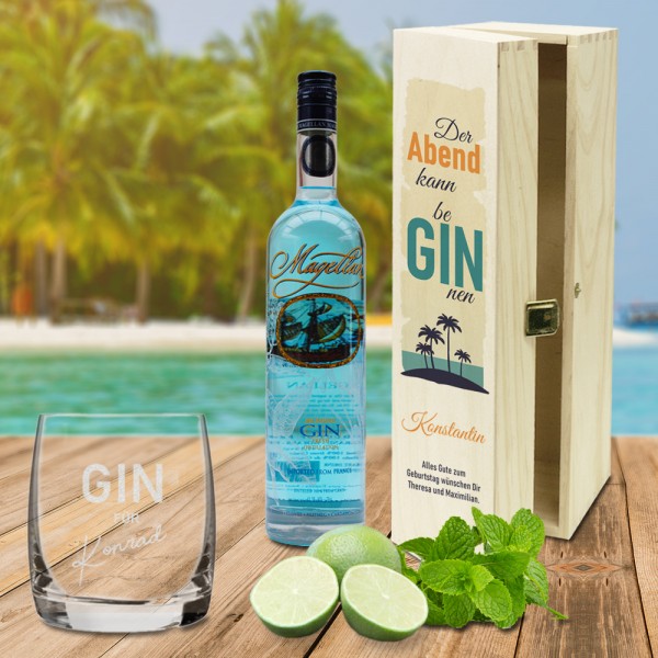 GIN Geschenk-Set mit Namen und Wunschtext bedruckt
