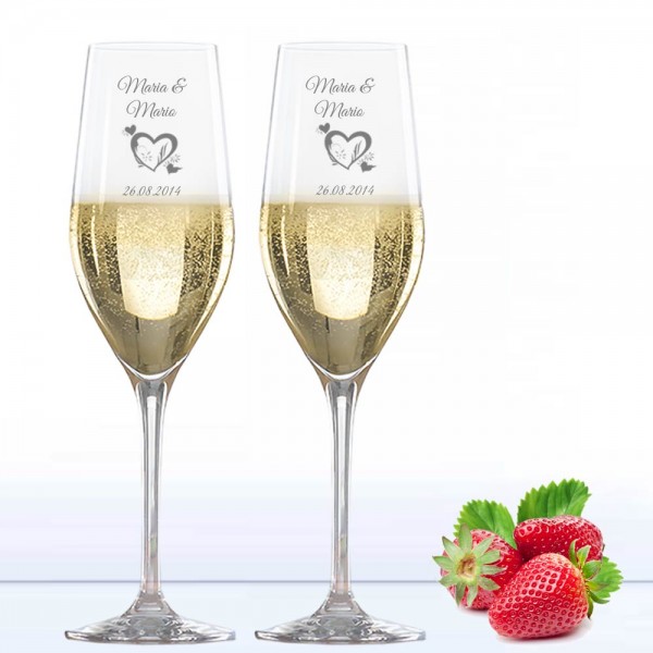 Champagnergläser mit Namen graviert