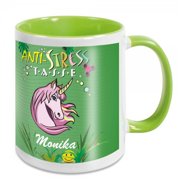 Einhorn Anti Stress Becher mit Namen