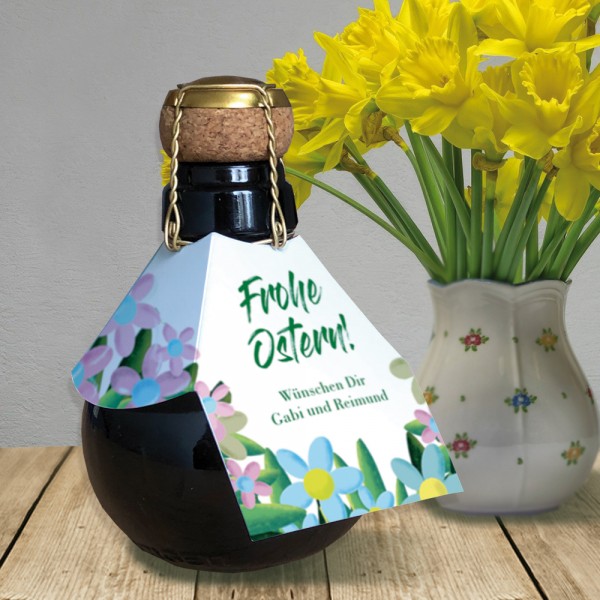 Sektbombe zu Ostern mit personalisiertem Flaschenanhänger