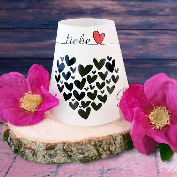 Bedruckter Lampenschirm für Gläser - Liebe mit Herzen