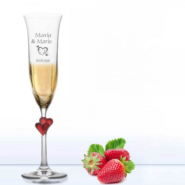 Sektglas mit Gravur L Amour Herzen
