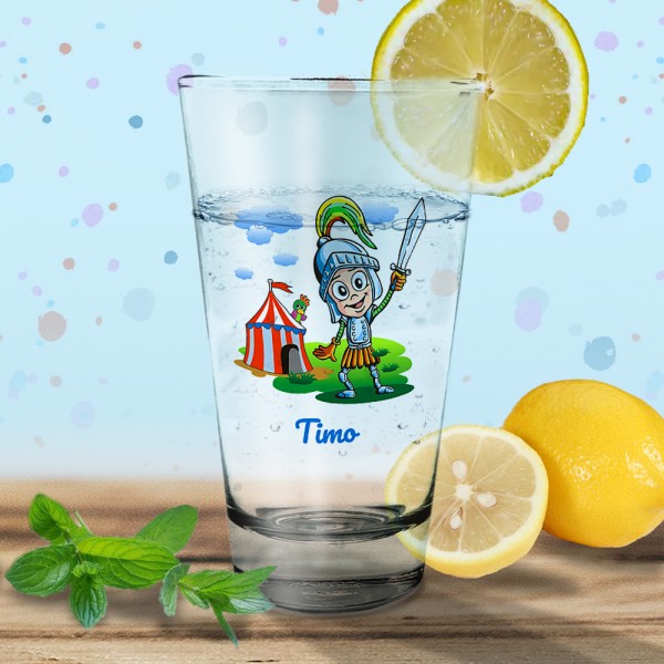 Kinder Trink-/Saftglas personalisiert für kleine Ritter