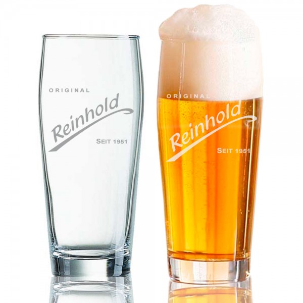Bierbecher graviert mit deinem Namen und Geburtsjahr.