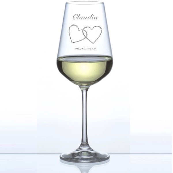 Weinglas mit Gravur - Weißwein Glas Hearts