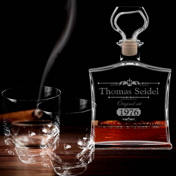 Whisky Geschenkset Whiskykaraffe graviert mit Gläsern im Set 3-tlg