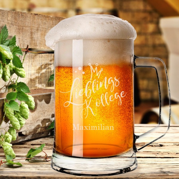 gravierter Bierkrug / Bierseidel 0,5l mit *Lieblings* Motiv und Wunschnamen
