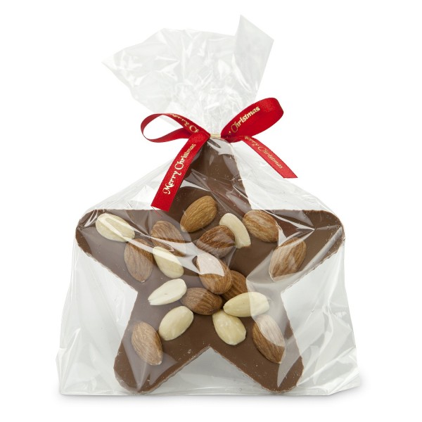 Schoko Stern mit Mandeln als tolles Geschenk