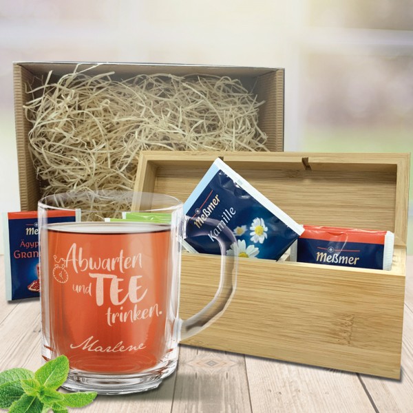 Personalisiertes Tee Geschenkset mit Tasse und Teebox