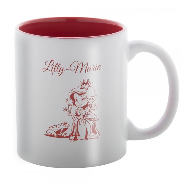 Tasse aus Keramik mit Prinzessin und Namen graviert