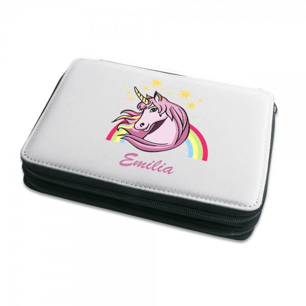 Gefülltes persönliches Einhorn Federmäppchen mit Name