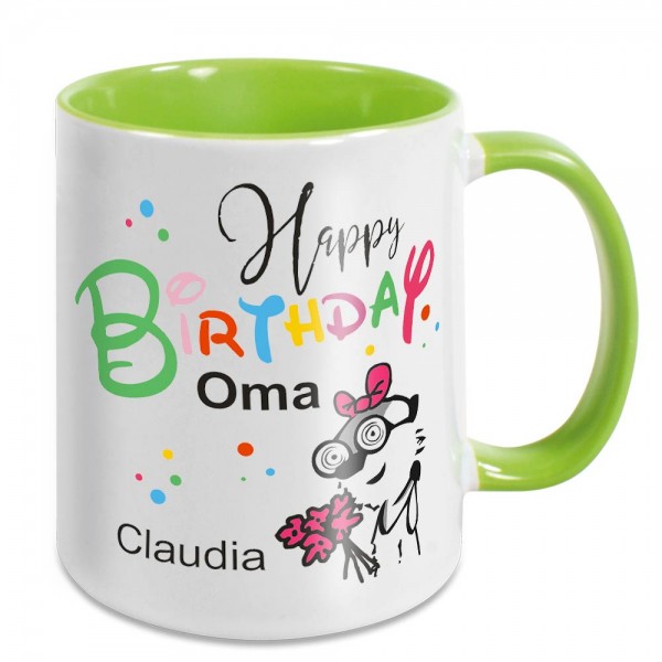 Tasse zum Geburtstag mit Namen für Oma