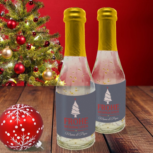 Eigener Sekt mit personalisiertem Etikett zu Weihnachten