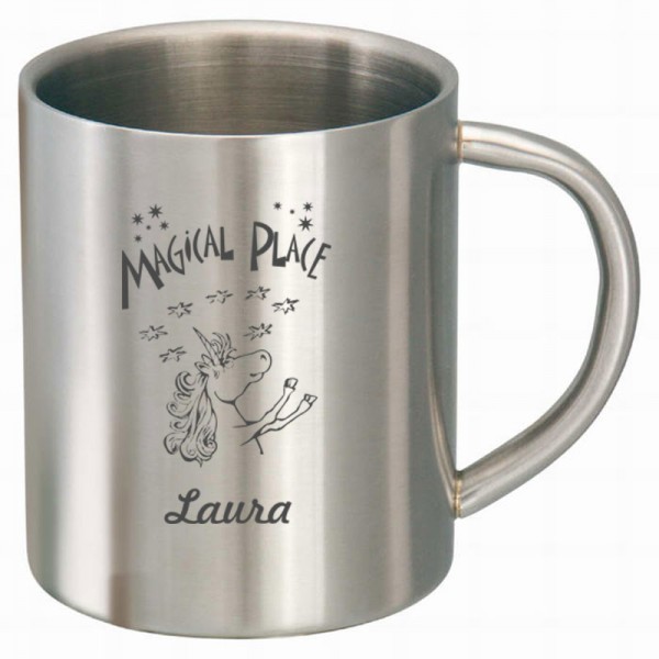 Tasse Edelstahl Einhorn personalisiert