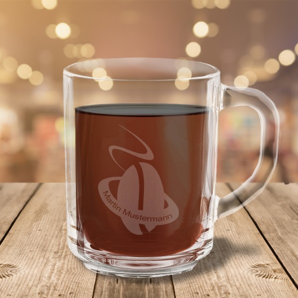 Persönliche Kaffeetasse aus Glas mit Namensgravur
