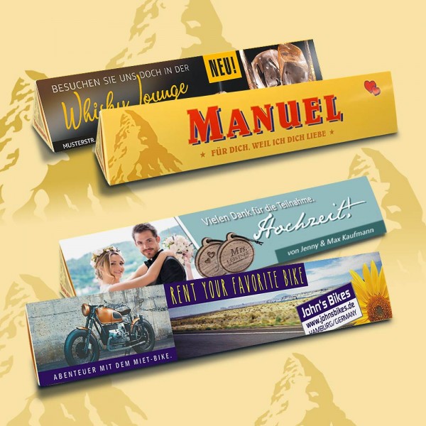 Toblerone Schokolade mit Logo oder Motiv gestalten und bedrucken 100 g