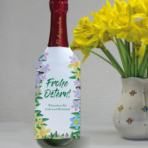 Individueller Flaschenanhänger für Sektflaschen zu Ostern