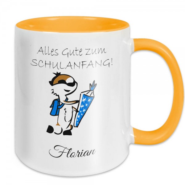 Tasse mit Namen zum Schulanfang