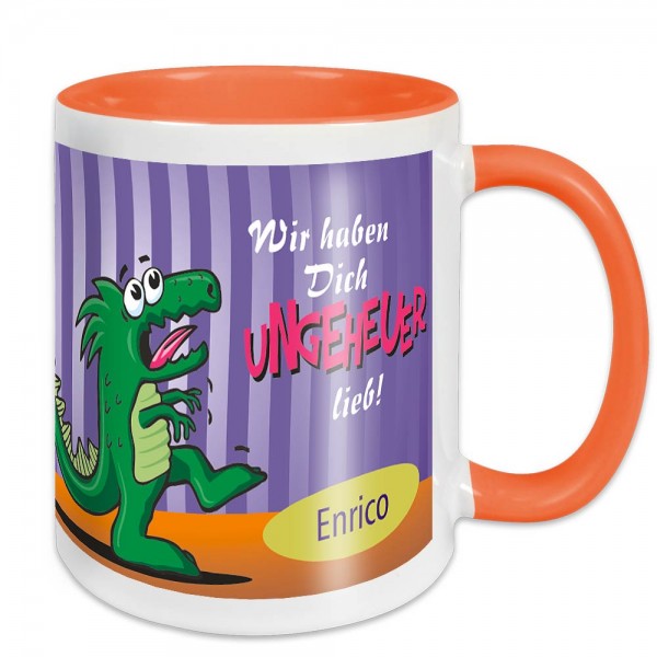 Keramiktasse für Kinder Monster personalisiert