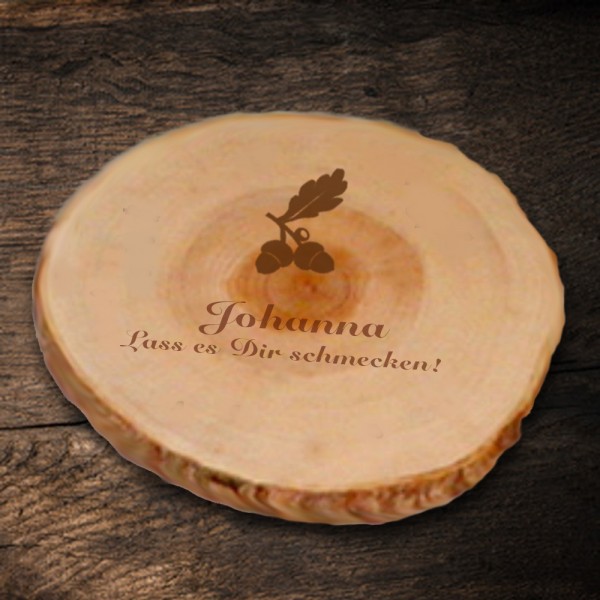 Baumscheibe mit Waldmotiv und Ihrem Namen