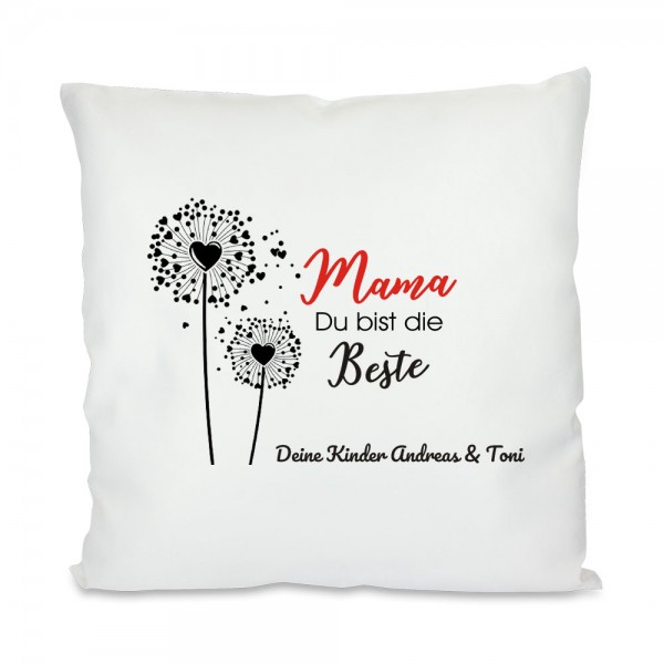 Kissen mit Pusteblume und Wunschtext