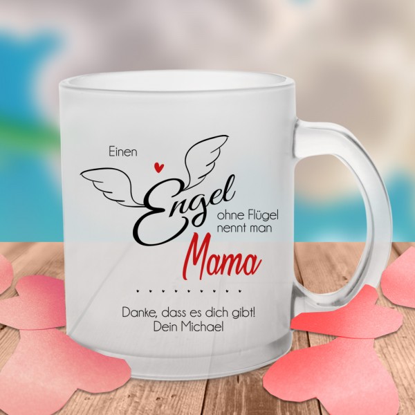 Glastasse bedruckt - Ein Engel ohne Flügel