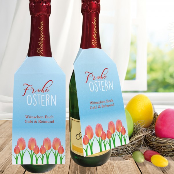 Individueller Flaschenanhänger für Sektflaschen zu Ostern