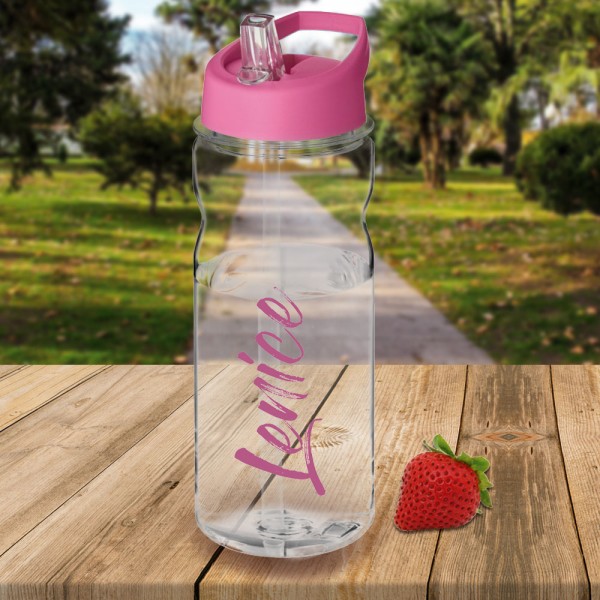 Trinkflasche 650 ml pink bedruckt mit Namen