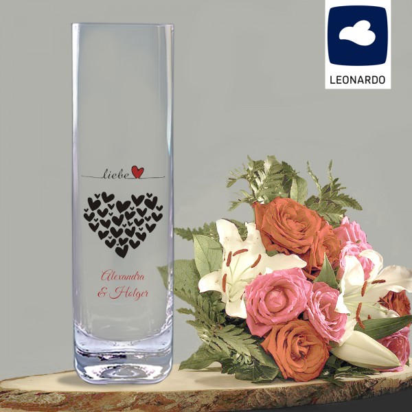 Moderne Blumenvase mit Namen bedruckt als Geschenk