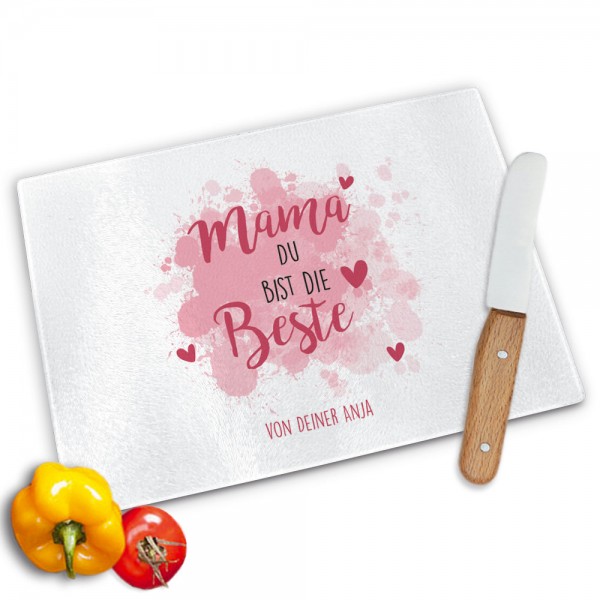 Bedrucktes Frühstücksbrett aus Glas für die Mama.
