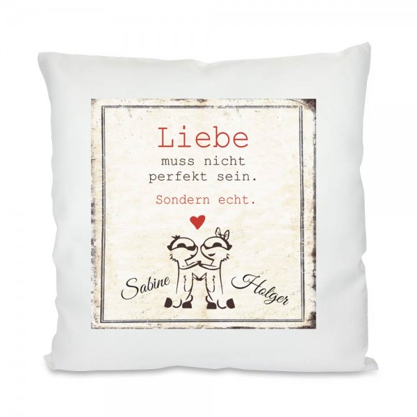 Kissen für Verliebte mit Namen im Retro-Look