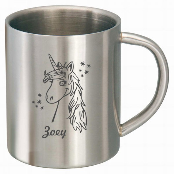 Edelstahltasse Einhorn graviert