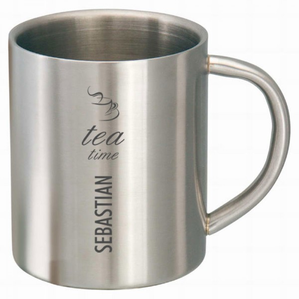 Tasse Tea Time Edelstahl mit Namensgravur