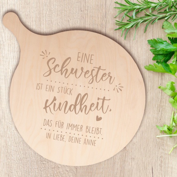 Pizzabrett individuell graviert für deine Schwester