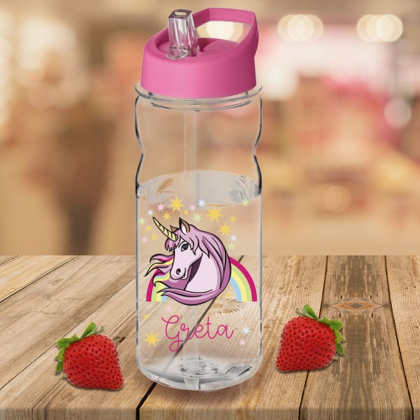 Einhorn Trinkflasche 650 ml bedruckt mit deinem Namen