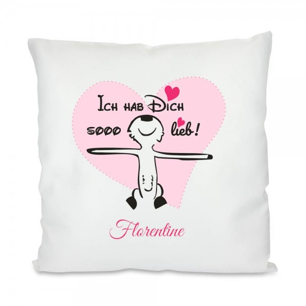 Personalisiertes Kissen Ich hab dich lieb mit Namen