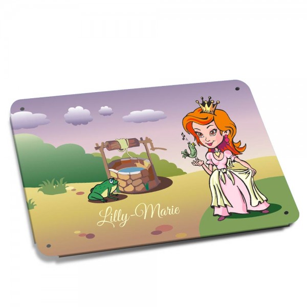 Einzigartiges Blechschild mit Prinzessin und Namen