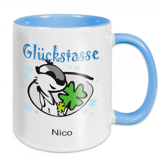 Glücks-Tasse mit Namen bedruckt