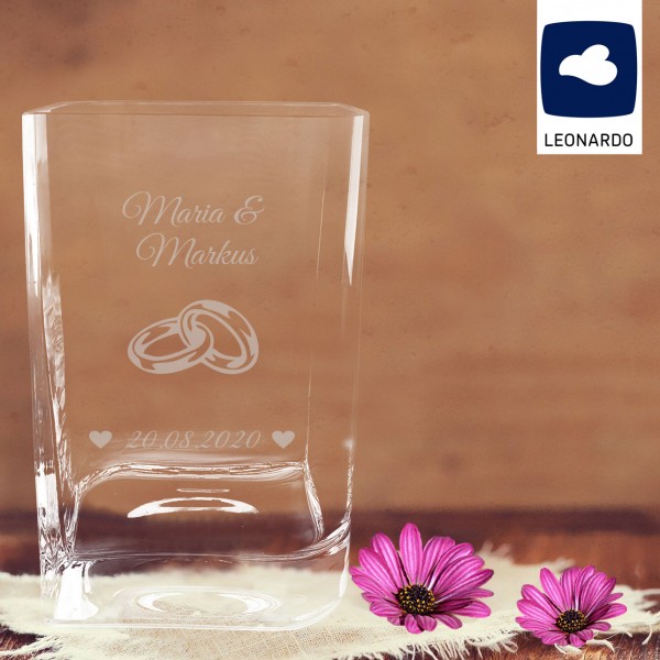 Individuell gravierte Vase zur Hochzeit von Leonardo
