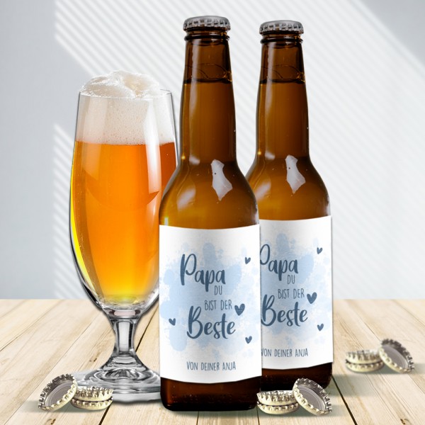 Persönliches Bierflaschenetikett zum Vatertag mit Namen bedruckt