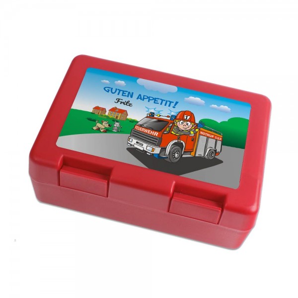 Kinder Brotdose Feuerwehr mit Namen personalisiert