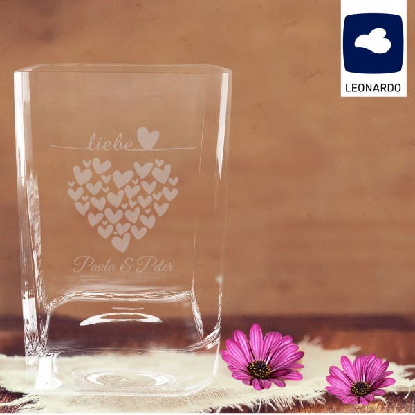Leonardo Vase graviert mit Herzen und Wunschnamen
