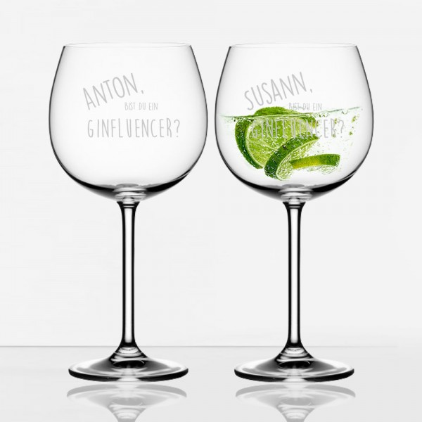2 GIN Tonic Gläser im Set "Bist du ein Ginfluencer?"