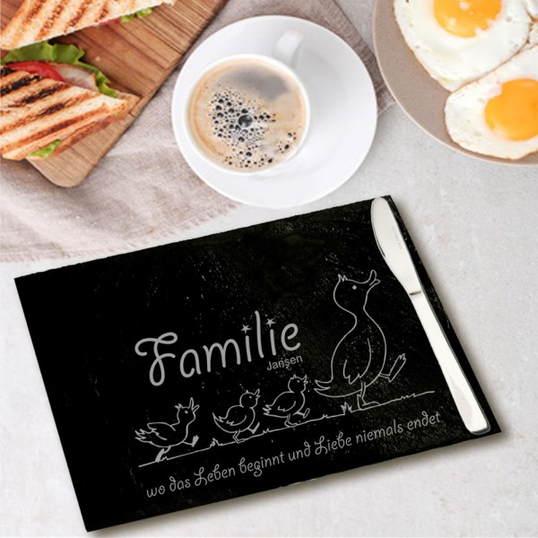 Schiefertafel mit Gravur Familie