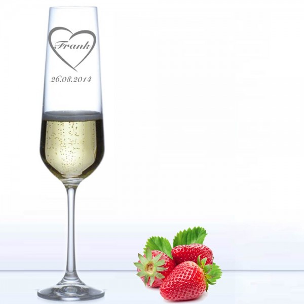 Sektglas für Verliebte - Heartbeat