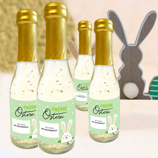 Sektflasche mit eigenem Logo und Goldflocken zu Ostern